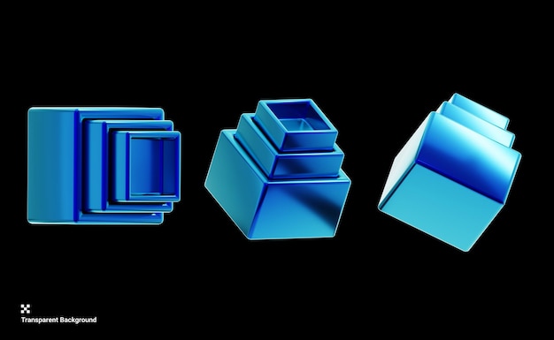 3D-иллюстрация геометрической формы Y2K в форме кубов