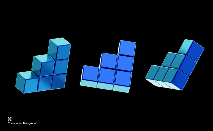 PSD 3d-иллюстрация геометрической формы y2k в форме кубов