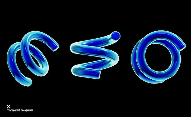 渦巻き形状の Y2K 幾何学的形状の 3 D イラストレーション