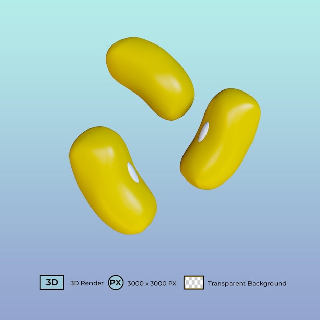 3d illustration yellow beans