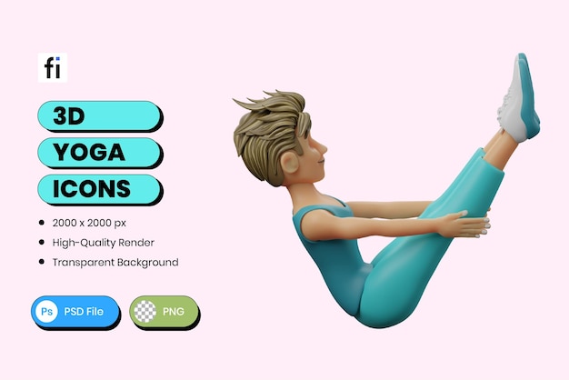 3d illustration yoga boat pose