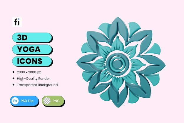 PSD illustrazione 3d yoga mandala.