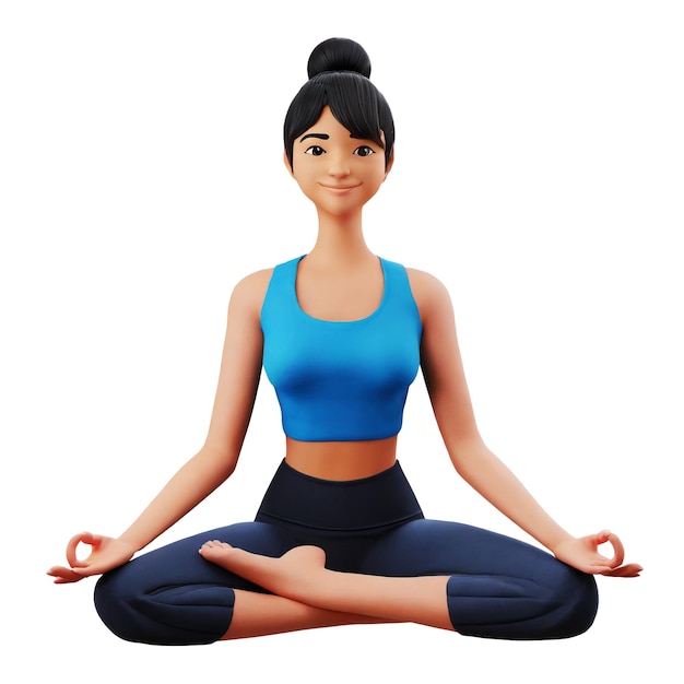 3d illustration of young women doing yoga transparent background