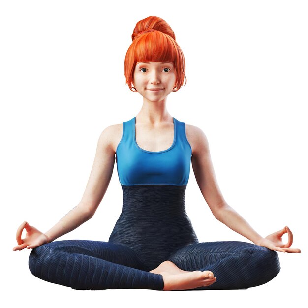 PSD 3d illustration of young women doing yoga transparent background