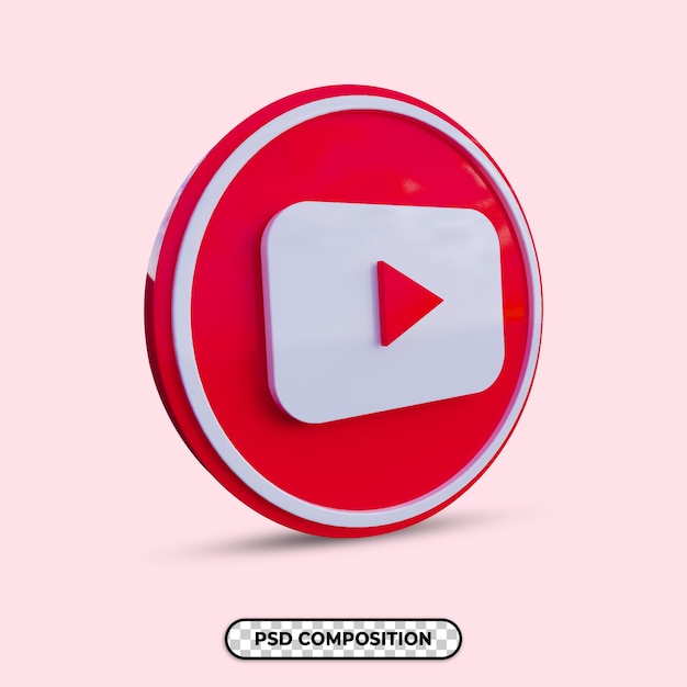 3d illustration youtube logo isolated