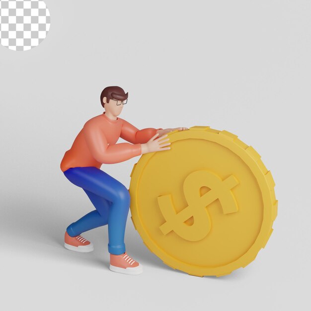 PSD 3d 삽화입니다. 개념 돈 수집 및 저장