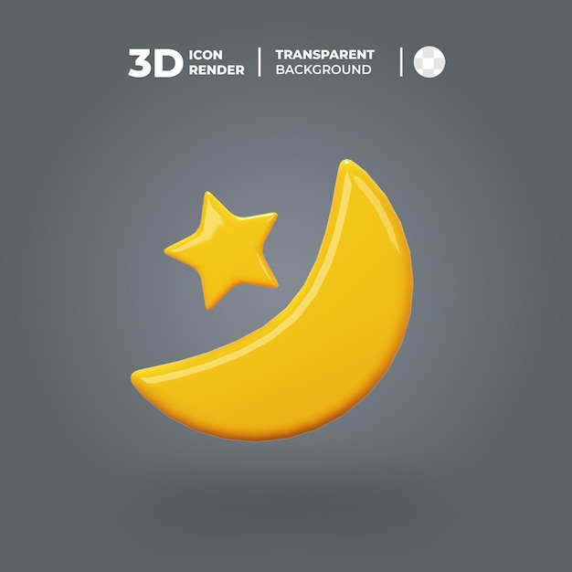 3d illustrations moon and star