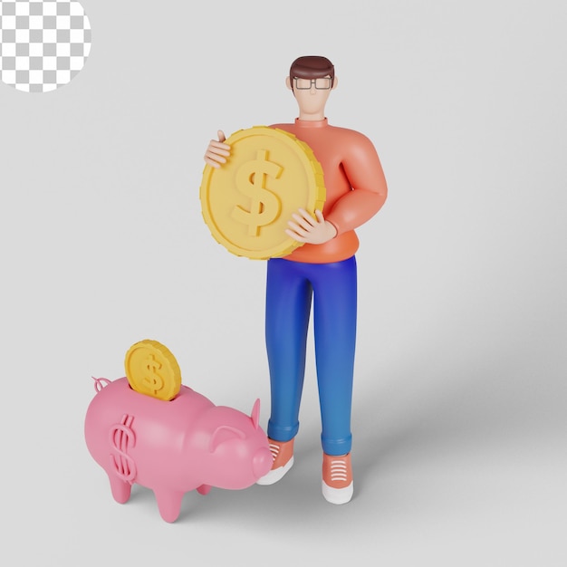 3d 일러스트 안전한 돈 저장 개념