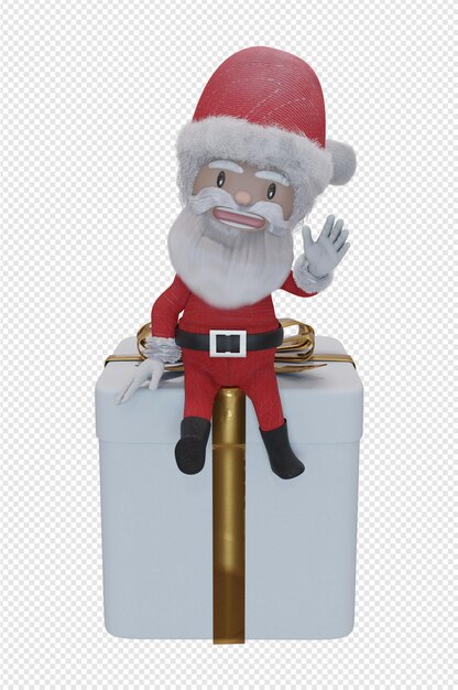 3d illustrationsanta claus riding on scooter with gift box