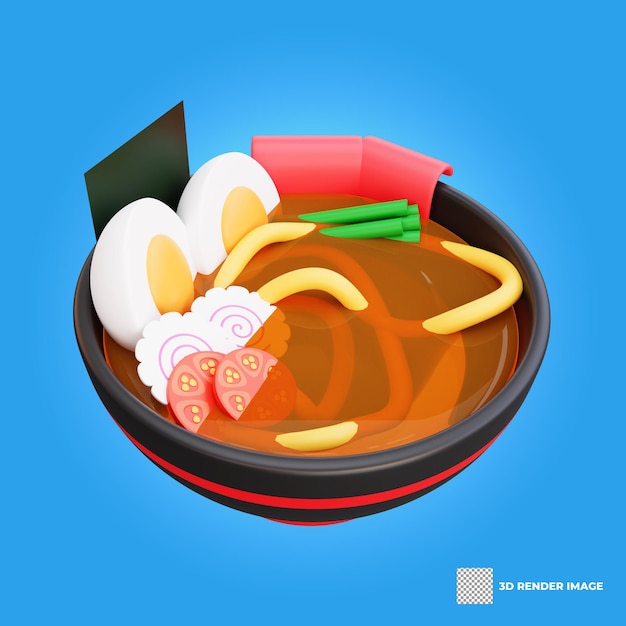 PSD 3d ilustracja azjatyckie jedzenie ramen japońskie jedzenie