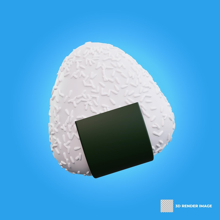 PSD 3d ilustracja azjatyckiego jedzenia onigiri
