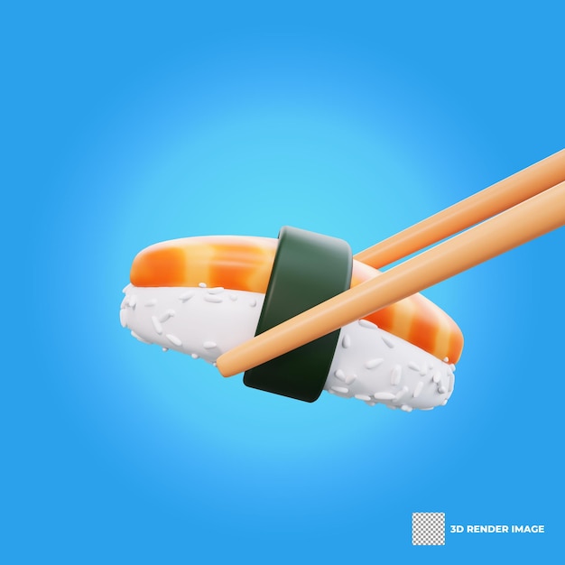 PSD 3d ilustracja azjatyckiego jedzenia sushi