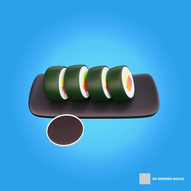 3d Ilustracja Azjatyckiego Jedzenia Sushi