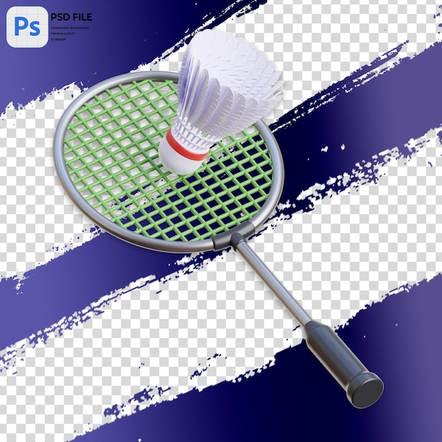 3D ilustracja badmintona renderowanie ikony Izolowany PNG