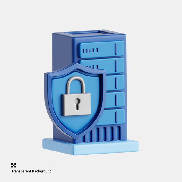 PSD 3d ilustracja bezpiecznej architektury serwera