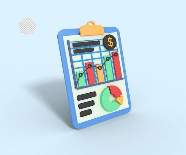 3d ilustracja biznesowego sprawozdania finansowego