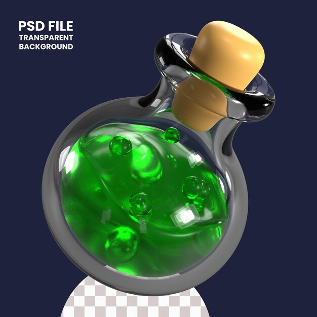 PSD 3d ilustracja butelki z miksturą