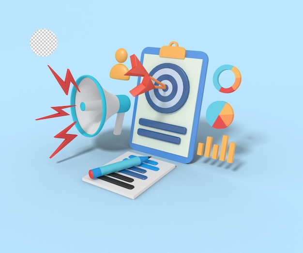 3d ilustracja celu marketingowego