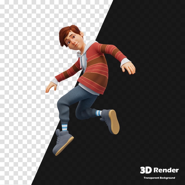 3D ilustracja człowieka skaczącego w powietrze z efektem 3D