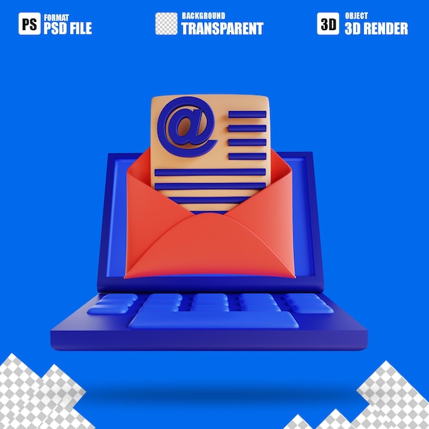 3D ilustracja e-mail marketingu 3 dla marketingu cyfrowego