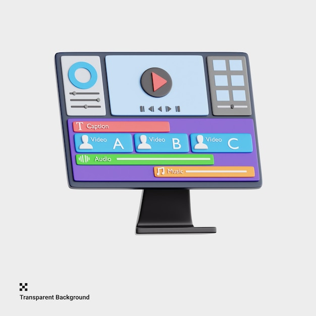 3D ilustracja edycji linii czasowej w produkcji wideo