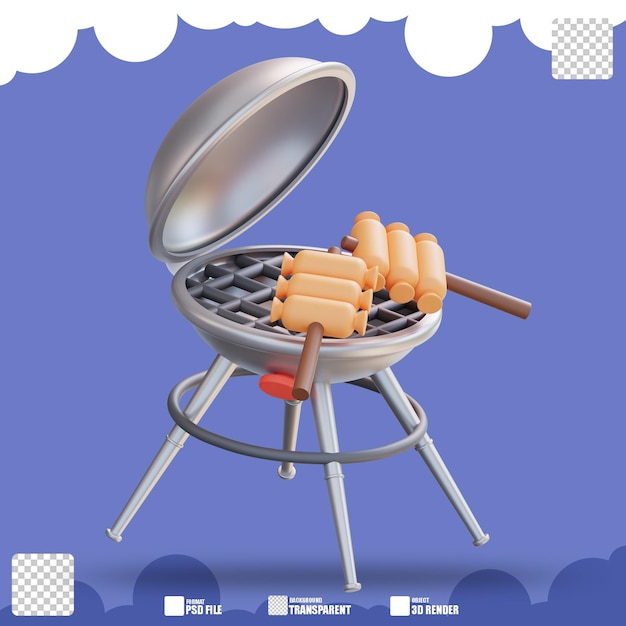 PSD 3d ilustracja grill grill 2