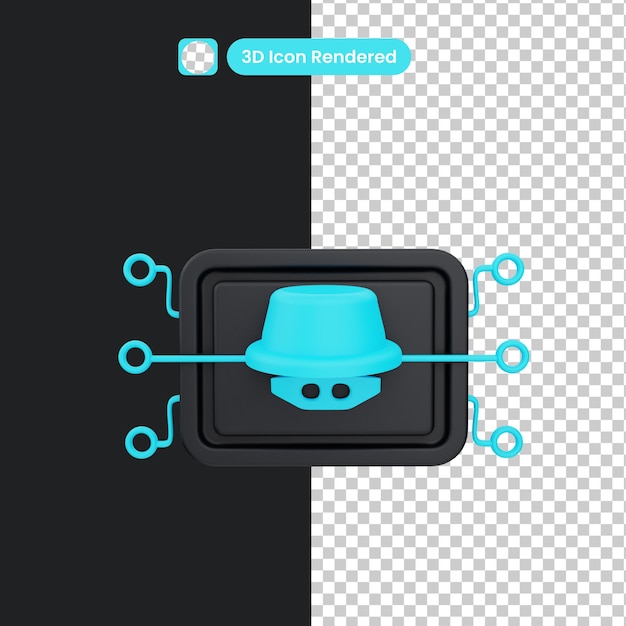 PSD 3d ilustracja hacker obiekt