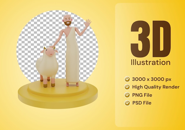 PSD 3d ilustracja hadżdż i eid al adha