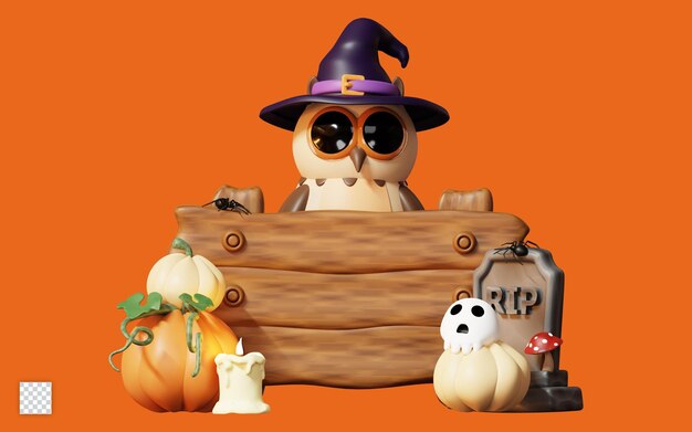 3d Ilustracja Happy Halloween Z Czarnym Kotem