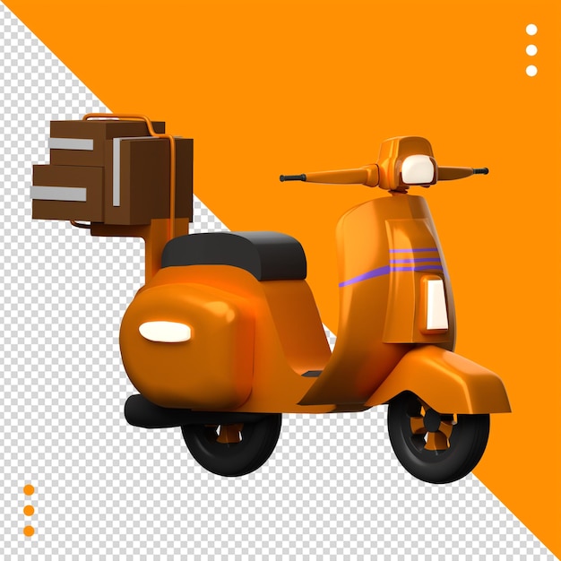 3d ilustracja hulajnoga i kartony