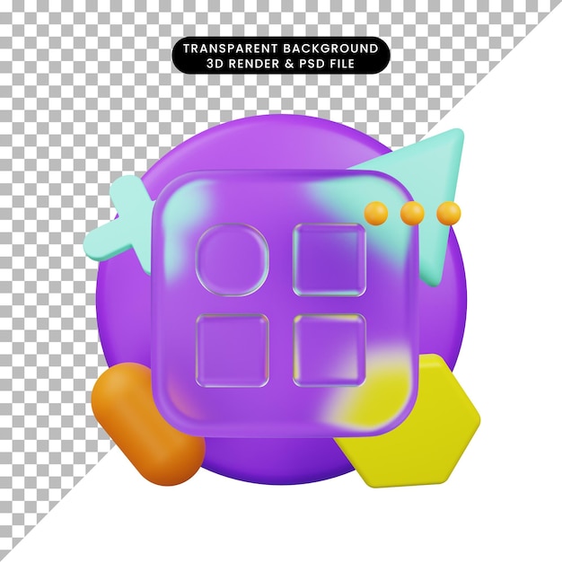 3d ilustracja ikona interfejsu użytkownika tryb glassmorphism 3d render