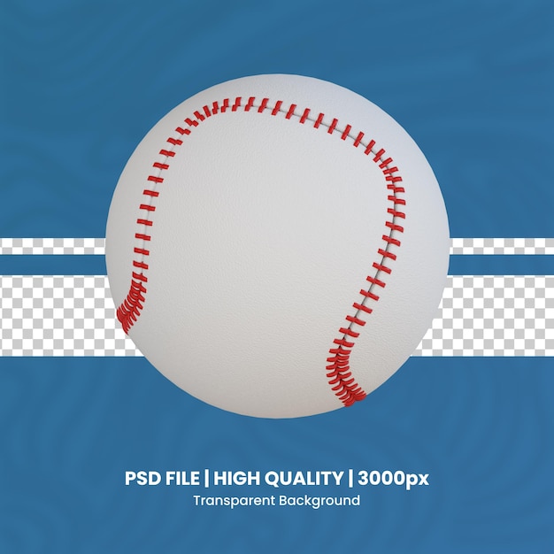 PSD 3d ilustracja ikony baseballu z przezroczystym tłem piłka sportowa 3d zestaw