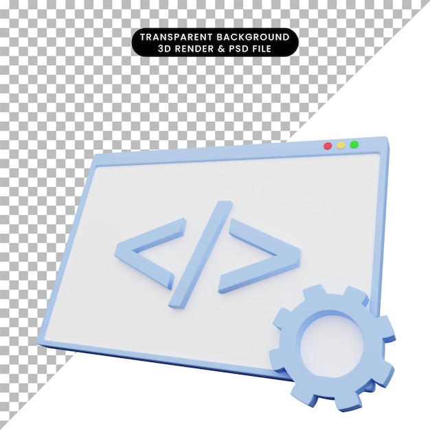 PSD 3d ilustracja kodowania ilustracji internetowych