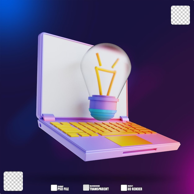 3d Ilustracja Kolorowa Lampa I Laptop 3