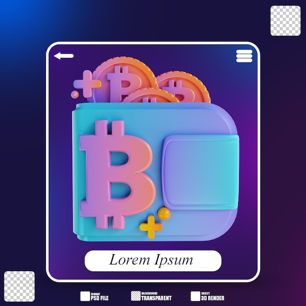 3d Ilustracja Kolorowy Portfel Bitcoin