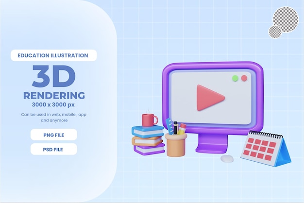 3d ilustracja koncepcja edukacji online premium psd