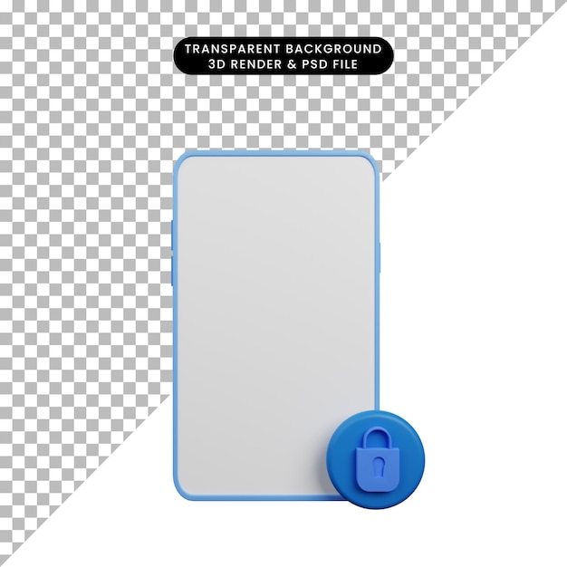 3d Ilustracja Koncepcji Bezpieczeństwa Smartphone Puste Z Kłódką