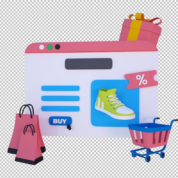 3D ilustracja konceptualny projekt artystyczny Zakupy online