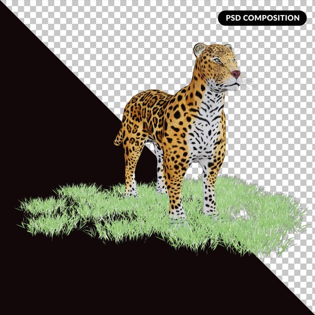 PSD 3d ilustracja lampart dzikie zwierzę