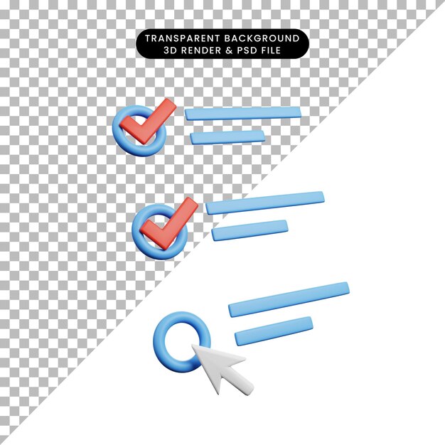3d ilustracja listy kontrolnej listy pojęć listy kontrolnej
