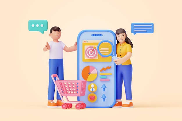 3d ilustracja ludzi pracujących w marketingu