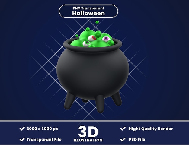 PSD 3d ilustracja magic cauldron