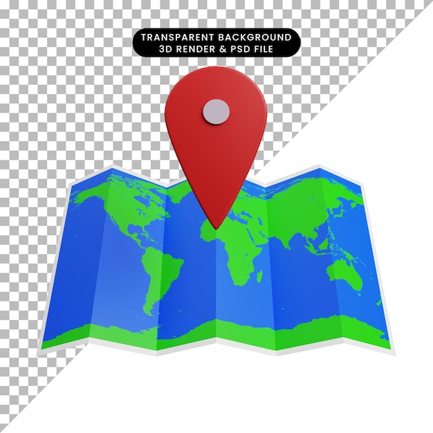 PSD 3d ilustracja mapy lokalizacji ikona koncepcja mapa ziemi