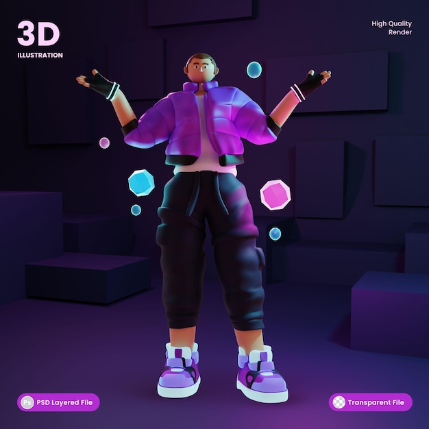 3d ilustracja metaverse futurystyczna postać z technologią wirtualną i cyfrową