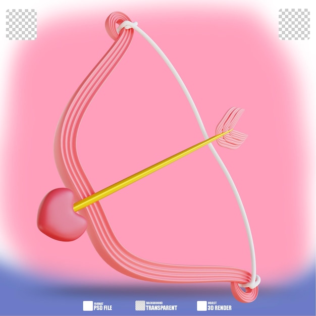 3D ilustracja miłości strzała w sercu