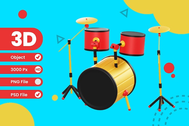 3d ilustracja obiektu zestawu perkusyjnego