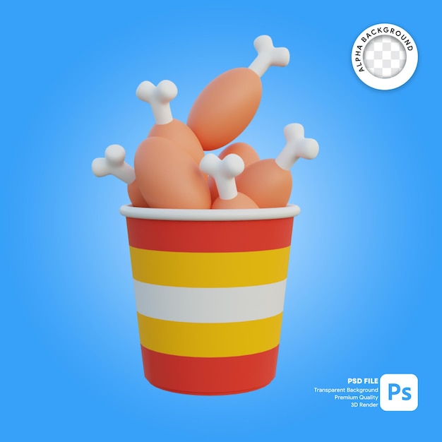 3d Ilustracja Opakowania Smażonego Kurczaka