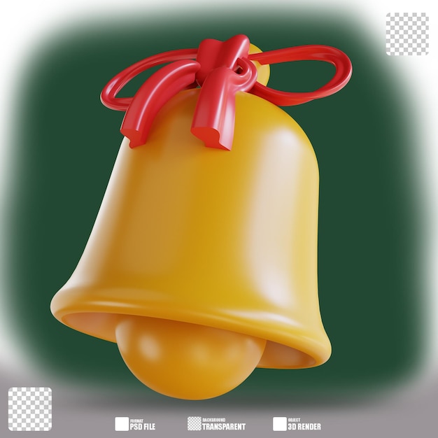 PSD 3d ilustracja ozdoba świąteczna dzwon 2