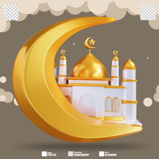 3d Ilustracja Ozdoby Księżyca I Meczetu