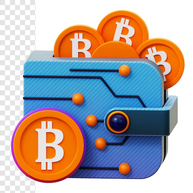 PSD 3d ilustracja portfel bitcoin